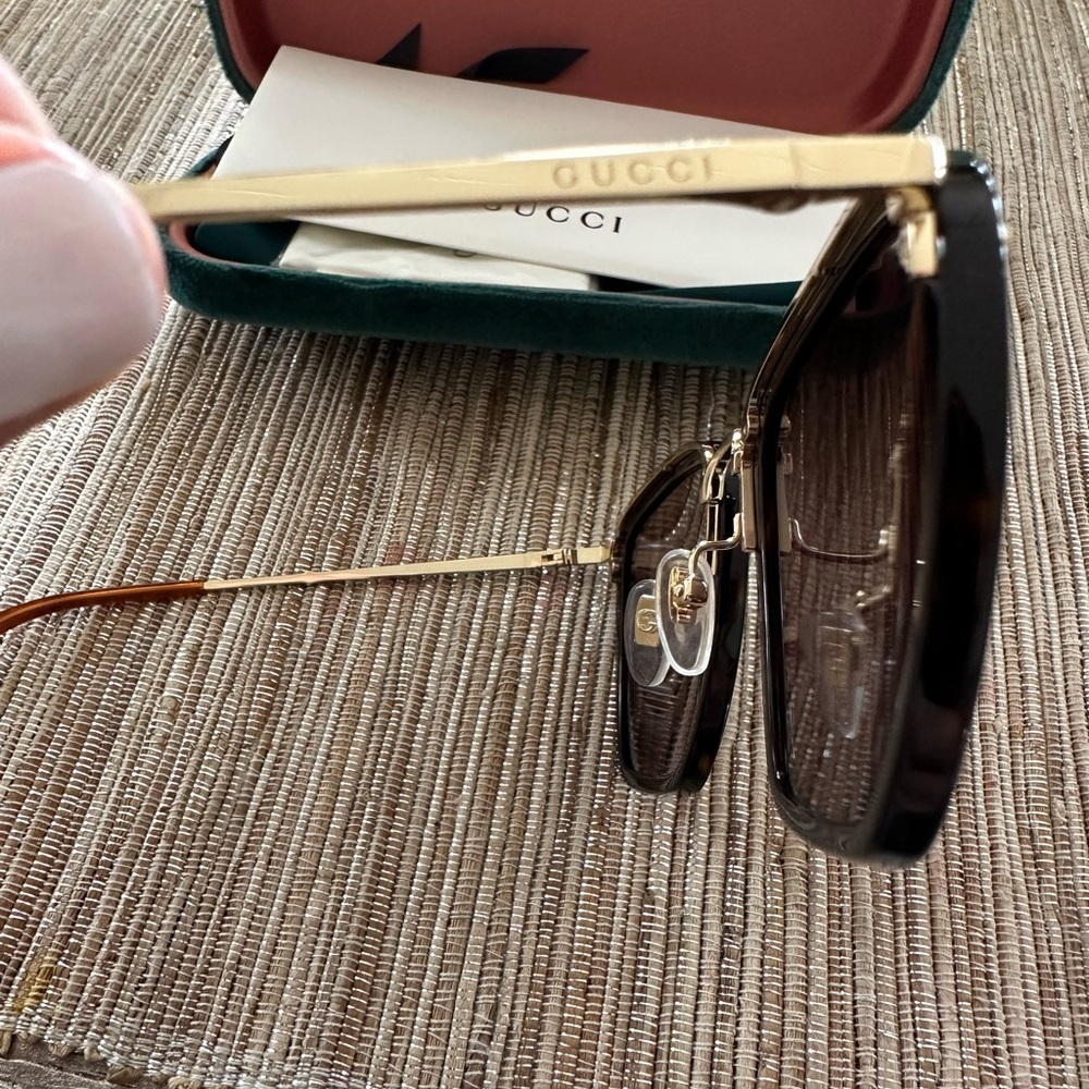 Gucci Square Havana Gold Sunglasses 56mm NWT - Picture 7 of 7